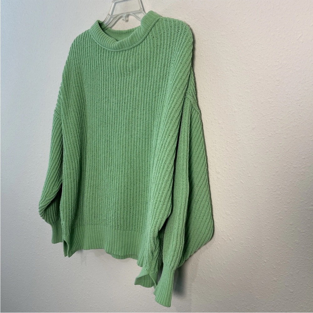 Aerie Crewneck Ribbed Tight Knit Sweater Fresh Green Women’s XS Oversized - Picture 4 of 11
